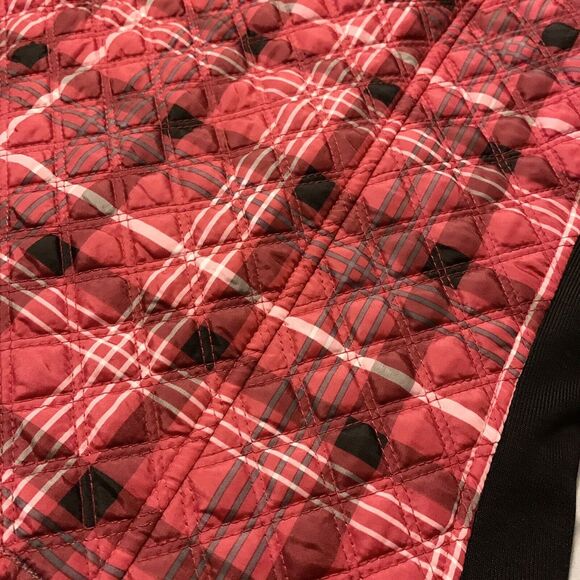 New Directions Puffer Vest Women Medium Red Tartan Plaid Holiday Winter Outdoor - Picture 12 of 13